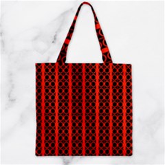 Circles Lines Black Orange Zipper Grocery Tote Bag by BrightVibesDesign