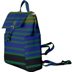 Black Stripes Green Olive Blue Buckle Everyday Backpack by BrightVibesDesign