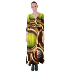 Sport Ball Tennis Golf Football Button Up Maxi Dress by HermanTelo