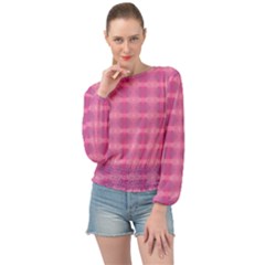 Pink Banded Bottom Chiffon Top by HermanTelo