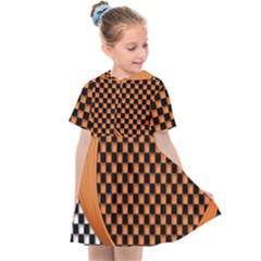 Heart Chess Board Checkerboard Kids  Sailor Dress by HermanTelo