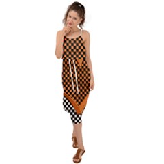 Heart Chess Board Checkerboard Waist Tie Cover Up Chiffon Dress by HermanTelo