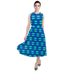 Pattern Graphic Background Image Blue Round Neck Boho Dress by HermanTelo