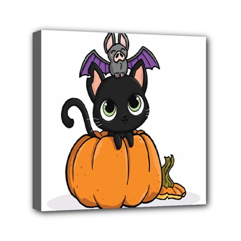 Halloween Cute Cat Mini Canvas 6  X 6  (stretched) by HermanTelo