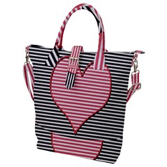 Heart Stripes Symbol Striped Buckle Top Tote Bag by HermanTelo