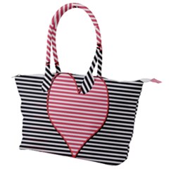 Heart Stripes Symbol Striped Canvas Shoulder Bag by HermanTelo