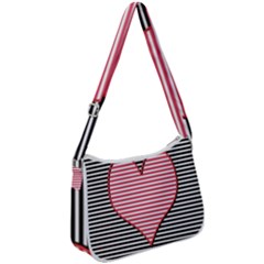 Heart Stripes Symbol Striped Zip Up Shoulder Bag by HermanTelo