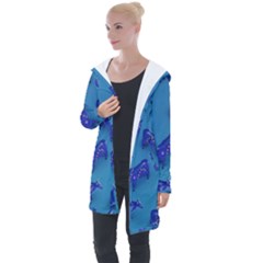 Cow Illustration Blue Longline Hooded Cardigan by HermanTelo