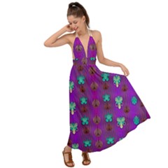 Peace Is Cool Again And Decorative Flowers Backless Maxi Beach Dress by pepitasart