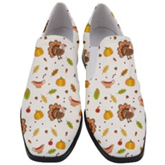 Thanksgiving Turkey Pattern Women Slip On Heel Loafers by Valentinaart