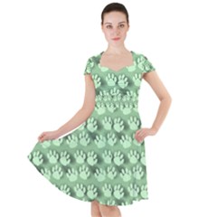 Pattern Texture Feet Dog Green Cap Sleeve Midi Dress by HermanTelo