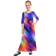 Abstract Background Colorful Pattern Kids  Quarter Sleeve Maxi Dress by HermanTelo