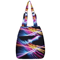 Colorful Neon Art Light Rays, Rainbow Colors Center Zip Backpack by picsaspassion