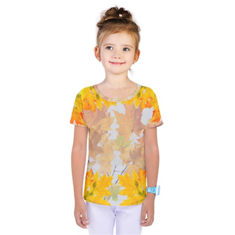 Autumn Maple Leaves, Floral Art Kids  One Piece Tee by picsaspassion