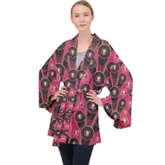 Background Abstract Pattern Long Sleeve Velvet Kimono  by HermanTelo