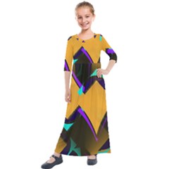 Geometric Gradient Psychedelic Kids  Quarter Sleeve Maxi Dress by HermanTelo