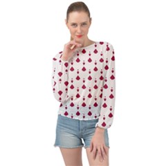 Pattern Card Banded Bottom Chiffon Top by HermanTelo