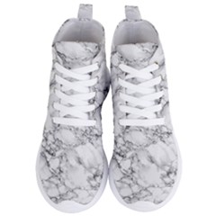 White Marble Texture Floor Background With Black Veins Texture Greek Marble Print Luxuous Real Marble Women s Lightweight High Top Sneakers by genx