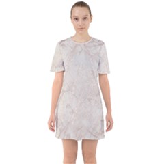 Pink Marble Beige Texture Floor Background With Shinny Pink Veins Greek Marble Print Luxuous Real Marble  Sixties Short Sleeve Mini Dress by genx