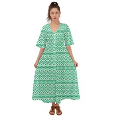 Pattern Green Kimono Sleeve Boho Dress by Mariart