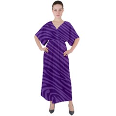 Pattern Texture Purple V-neck Boho Style Maxi Dress by Mariart