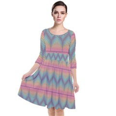 Pattern Background Texture Colorful Quarter Sleeve Waist Band Dress by HermanTelo