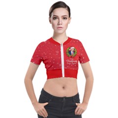 Make Christmas Great Again With Trump Face Maga Short Sleeve Cropped Jacket by snek
