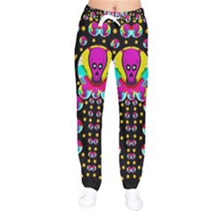 Skull With Many Friends Women Velvet Drawstring Pants by pepitasart