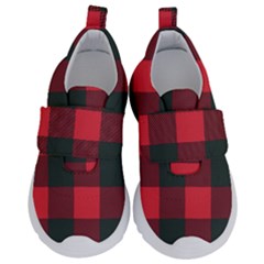 Canadian Lumberjack Red And Black Plaid Canada Kids  Velcro No Lace Shoes by snek