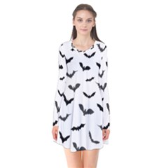 Bats Pattern Long Sleeve V-neck Flare Dress by Sobalvarro