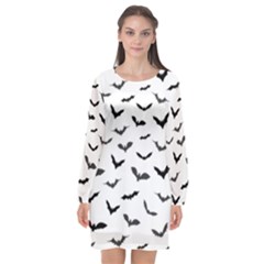 Bats Pattern Long Sleeve Chiffon Shift Dress  by Sobalvarro