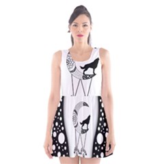 Wonderful Moon With Black Wolf Scoop Neck Skater Dress by FantasyWorld7