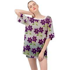 Purple Flower Oversized Chiffon Top by HermanTelo