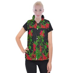 Dark Pop Art Floral Poster Women s Button Up Vest by dflcprintsclothing