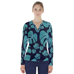 Leaves V-neck Long Sleeve Top by Sobalvarro