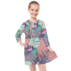 Leaves Kids  Quarter Sleeve Shirt Dress by Sobalvarro