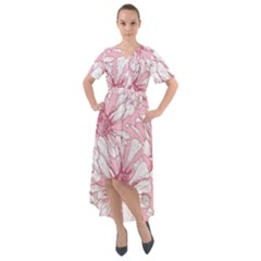 Pink Flowers Front Wrap High Low Dress by Sobalvarro