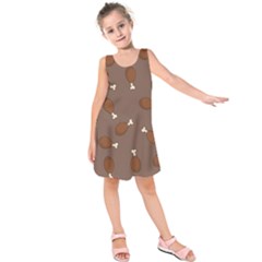 Turkey Leg Pattern - Thanksgiving Kids  Sleeveless Dress by Valentinaart