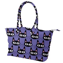 Cute Black Cat Pattern Canvas Shoulder Bag by Valentinaart