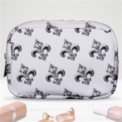 French France Fleur De Lys Metal Pattern Black And White Antique Vintage Make Up Pouch (small) by Quebec