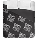 French France Fleur De Lys Metal Pattern black and white antique vintage black rocker Duvet Cover Double Side (California King Size) View1