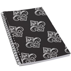 French France Fleur De Lys Metal Pattern Black And White Antique Vintage Black Rocker 5 5  X 8 5  Notebook by Quebec