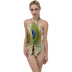 Peacock Feather Plumage Colorful Go With The Flow One Piece Swimsuit by Sapixe