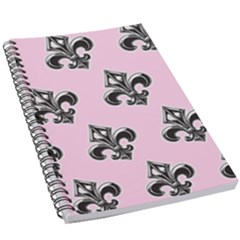 French France Fleur De Lys Metal Pattern Black And White Antique Vintage Pink And Black Rocker 5 5  X 8 5  Notebook by Quebec