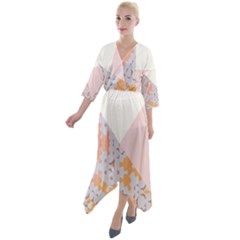 Abstrait Triangles Rose Quarter Sleeve Wrap Front Maxi Dress by kcreatif