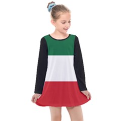 Flag Patriote Quebec Patriot Red Green White Modern French Canadian Separatism Black Background Kids  Long Sleeve Dress by Quebec