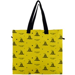 Gadsden Flag Don t Tread On Me Yellow And Black Pattern With American Stars Canvas Travel Bag by snek