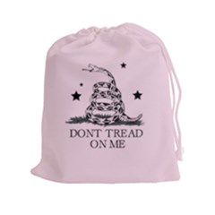 Gadsden Flag Don t Tread On Me Light Pink And Black Pattern With American Stars Drawstring Pouch (2xl) by snek