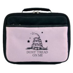 Gadsden Flag Don t Tread On Me Light Pink And Black Pattern With American Stars Lunch Bag by snek