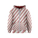 White Candy Cane Pattern with Red and Thin Green Festive Christmas Stripes Kids  Zipper Hoodie View1